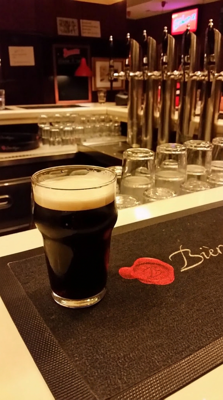 Una birra scura servita al bancone del SAX